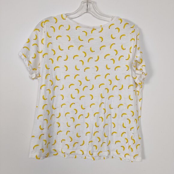 Lord & Taylor Women's Banana Print 100% Cotton Lightweight T-shirt Size 1X Beach - Picture 2 of 6